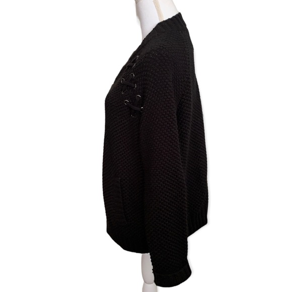 Torrid Black Lace Up Bomber Sweater - Picture 4 of 10